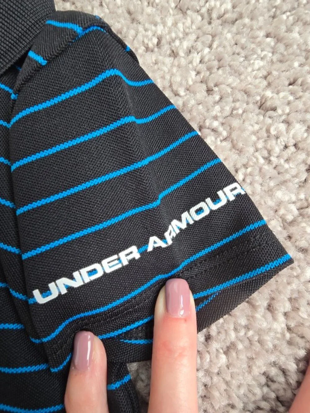 Under Armour Baby Boys Polo Bodysuit Striped HeatGear 9-12 Months Black Blue